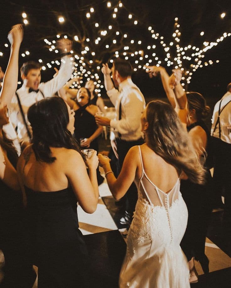 Guests dancing at night